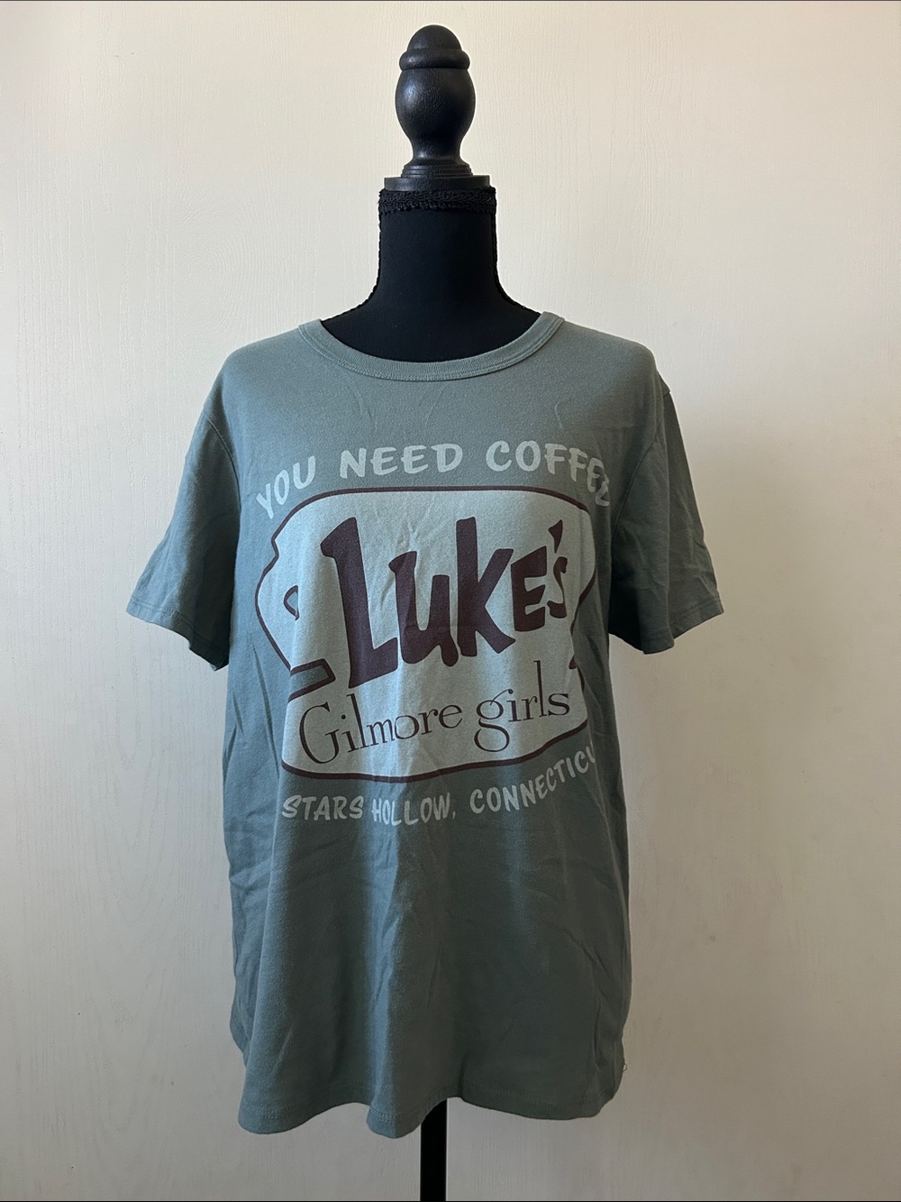 Gilmore Girls Y2K Logo Tee Sage Green Short Sleeve feat Lukeโs Diner